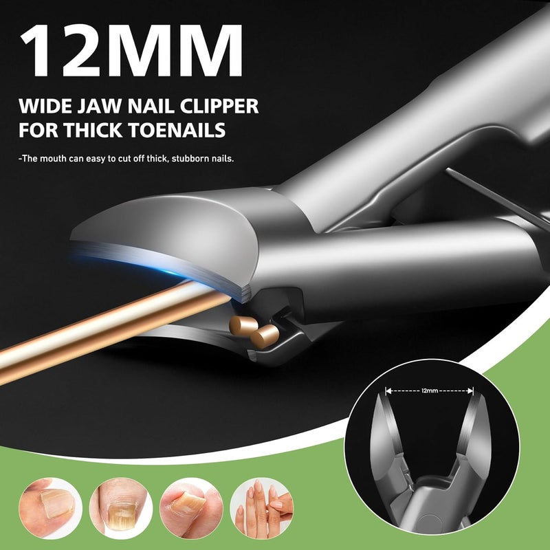 Baluca Slanted Blade Ingrown Toenail Clippers for Thick Toenails, Angled Large Toe Nail Fingernail Cutter Trimmer for Seniors and Men - Silver - Image 2